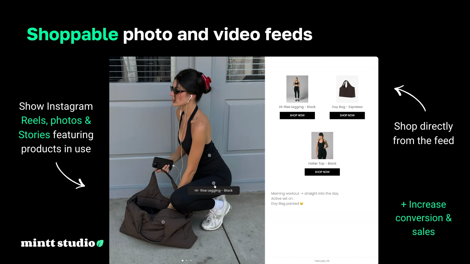 Instagram post pop-up showing shoppable products