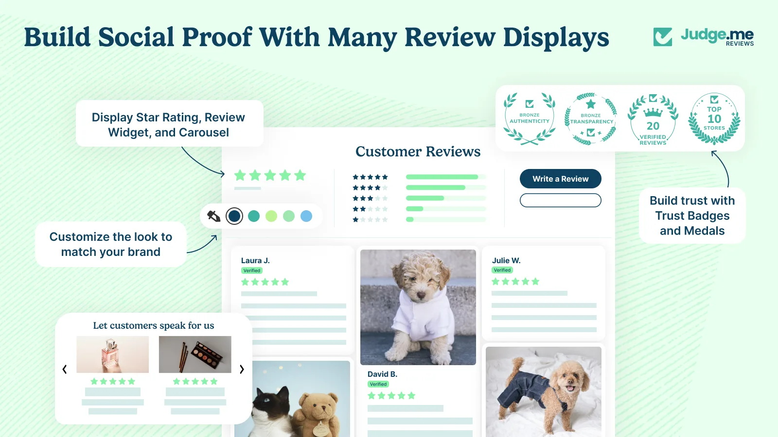Display reviews with Star Rating, Review Widget, Carousel & more
