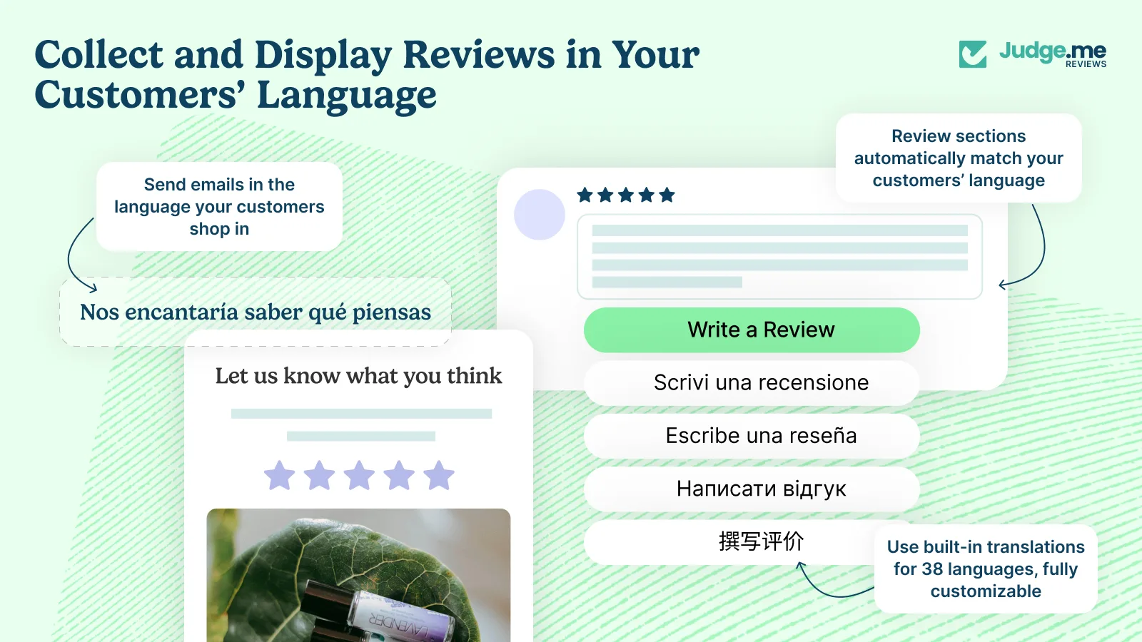Collect and display reviews in customers' language automatically