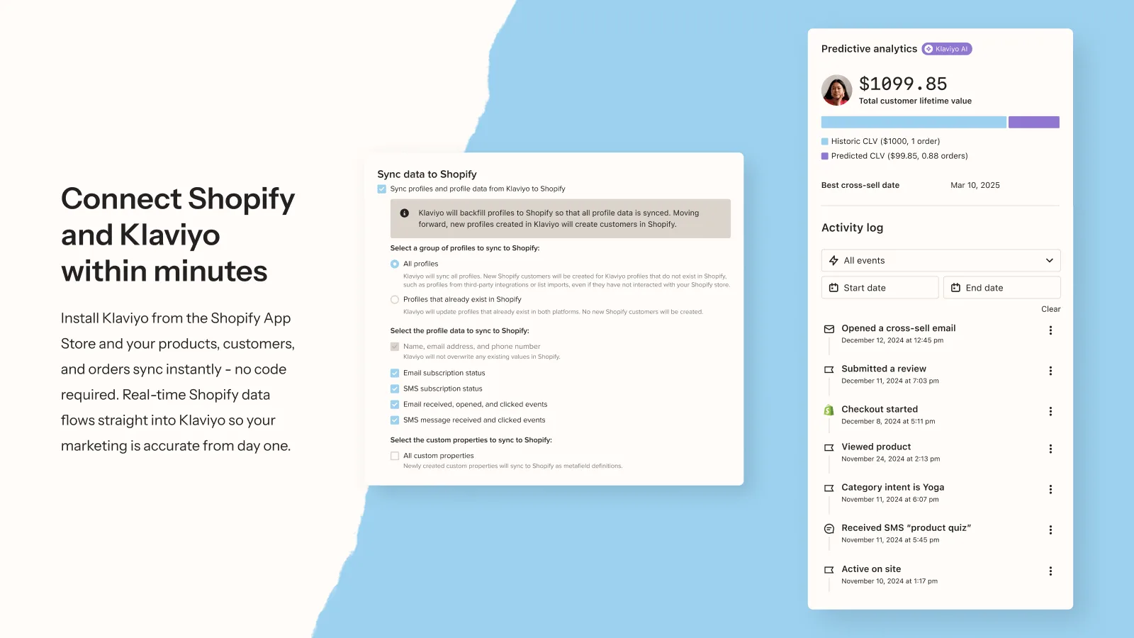 Connect Klaviyo and Shopify in minutes to start email marketing