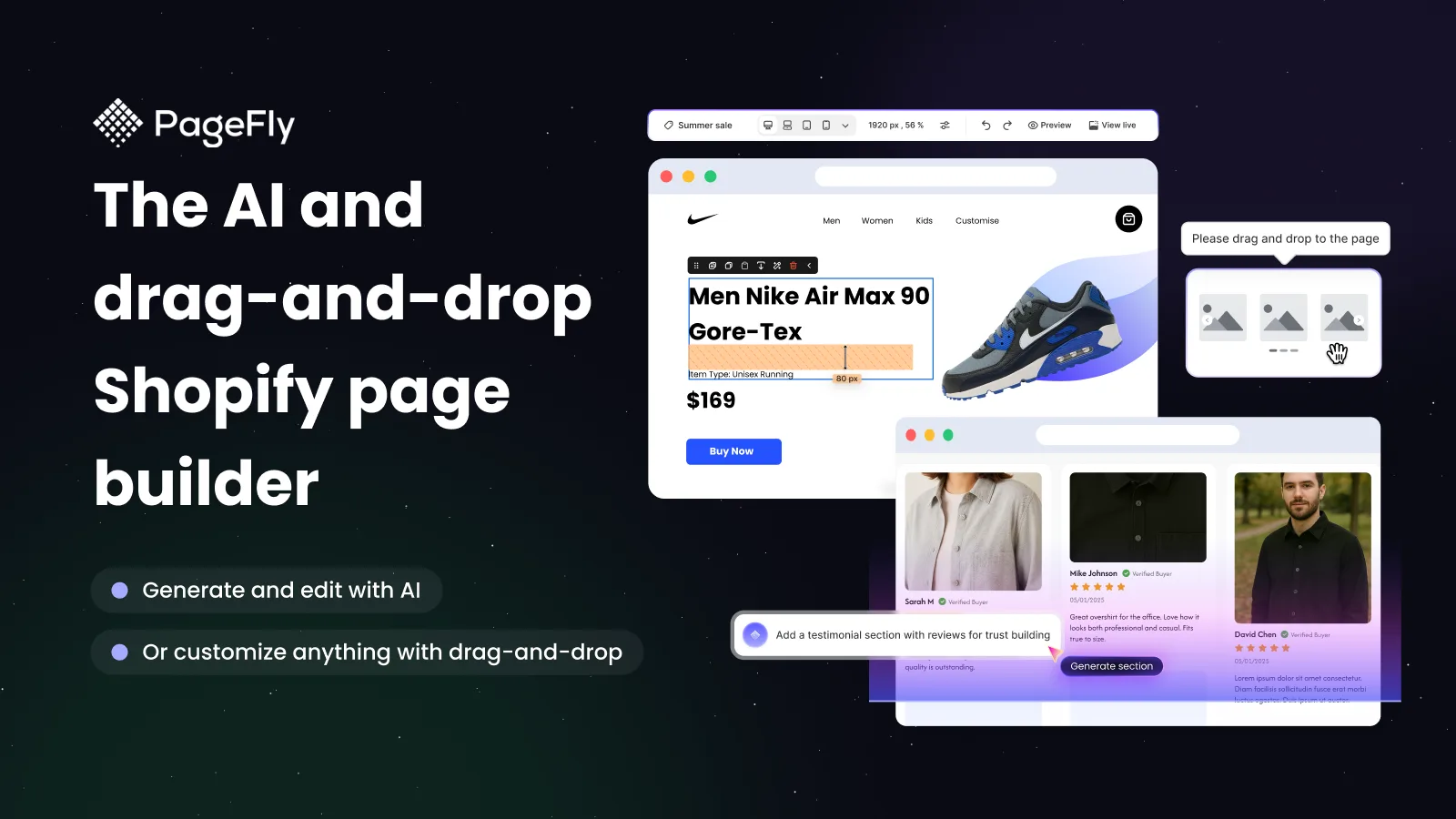 AI page & section generate, flexible editor, builder